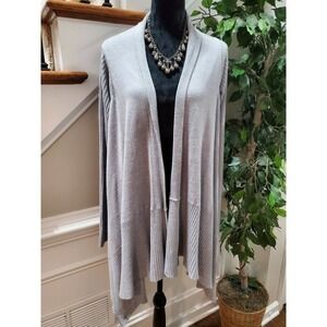 To the Max Women's Gray 100% Acrylic Long Sleeve Open Front Cardigan Sweater XL